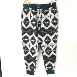 Polo Ralph Lauren Mens Sleep Joggers Fleece Green White Aztec Loungewear Sz XL